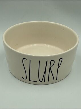 RAE DUNN “SLURP”Artisan Collection By Magenta Ceramic Pet Bowl with Black Logo